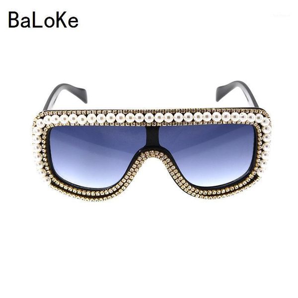 

new women fashion sunglass square lens crystal+pearl shining oversize baroque retro sunglasses retro decoration1, White;black