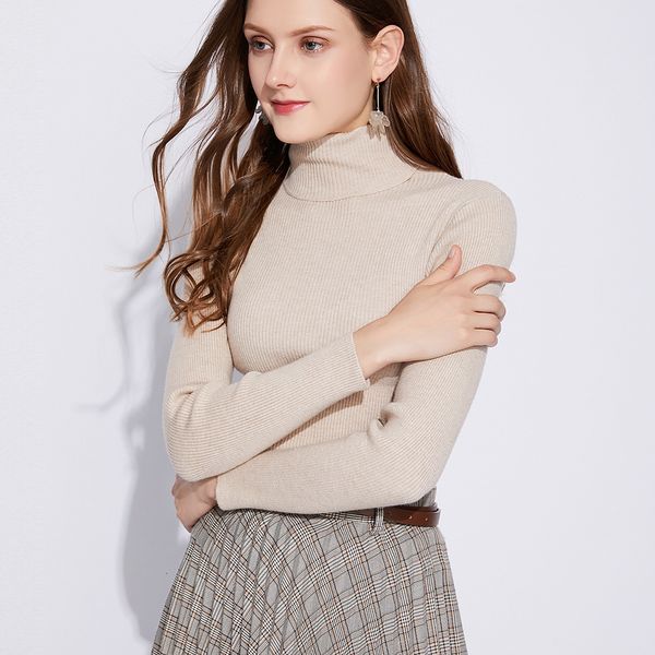 

2021 new chic autumn winter pullovers women long sleeve casual warm basic turtleneck sweater female knit jumpers js5y, White;black