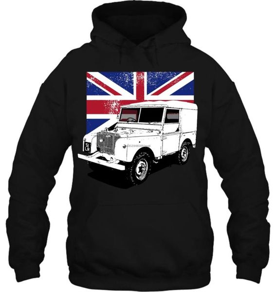 

men's hoodies & sweatshirts men hoodie personalisable landrover series 1 union jack white women streetwear, Black