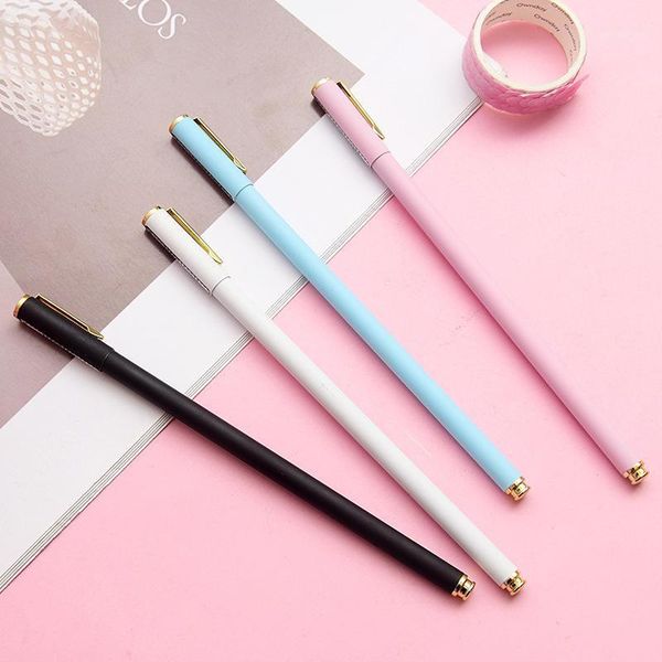 

1 pcs creative simple small fresh thin rod metal gel pen student signature pen school office gift writing stationery1, Blue;orange