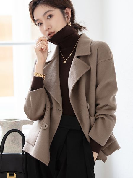 

mshort double sided cashmere coat for women fall / winter 2020, Black