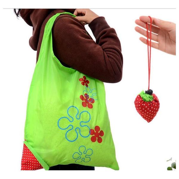 

nylon portable creative strawberry foldable shopping bag reusable eco-friendly shopping bags tote super market bag pouch handbag