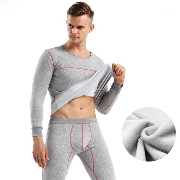

winter thermal underwear set cotton men long johns thermo plus velvet thickening underwear set -xxl thermal clothing1, Black;white