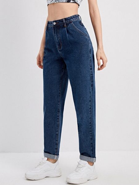 

highest-rise slant pocket mom jeans z4kq#, Blue