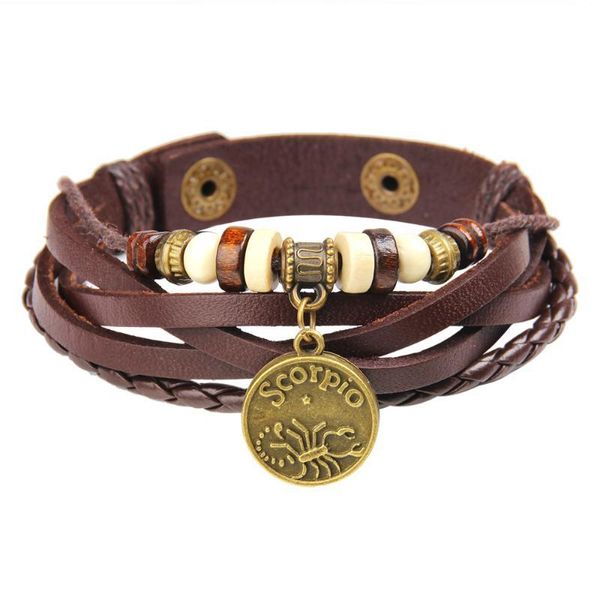 

leather twelve constellations bracelet&bangles cross-border e-commerce for burst women/men