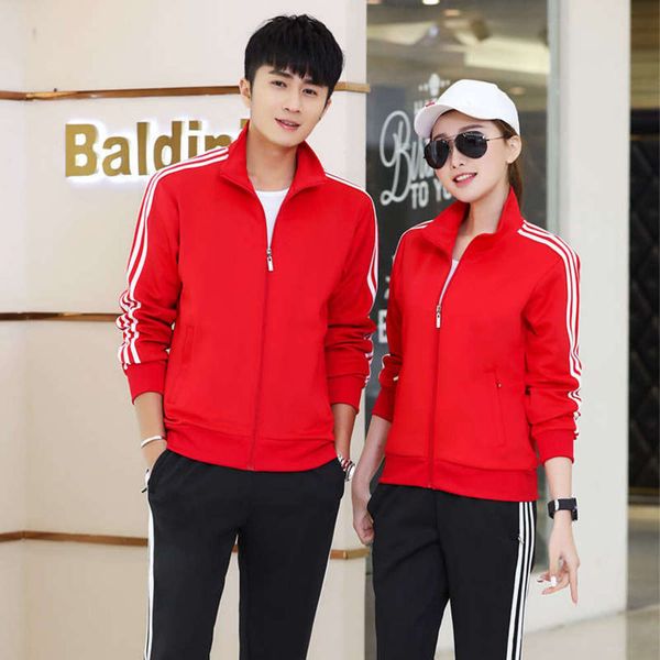 

autumn 2019 new spring winter and men's three bar sports leisure couple suit, Gray