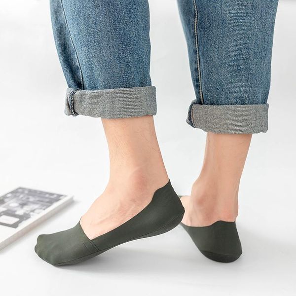 

men's socks 1/2 pairs men boat summer autumn non-slip silicone invisible sock breathable male ankle slippers, Black