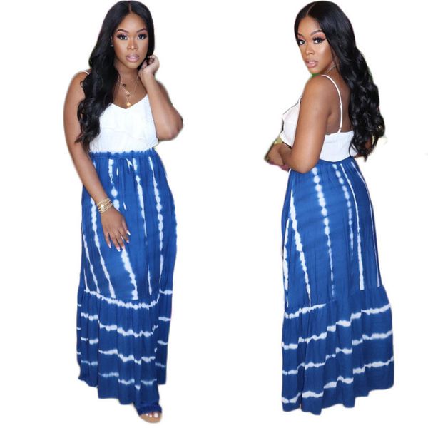 

fall 2020 new strap tie dye long dress, Black;gray