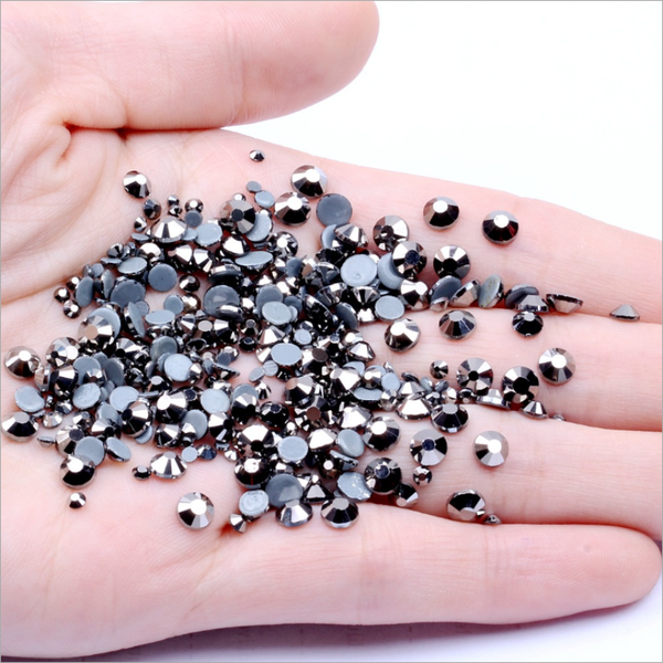

jet hematite crystal clear super bright glass fix rhinestones hight quality flatback for fabric nail art decorations