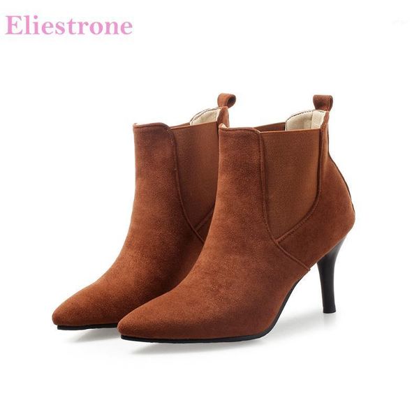 

new winter slip on plain yellow red women ankle nude boots lady dress shoes high heels ac2091 plus big size 11 32 43 461, Black