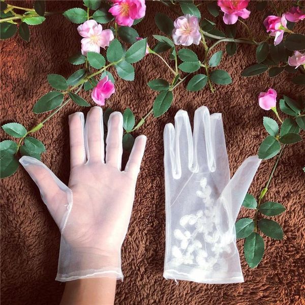 

crystal bridal gloves lace appliqued pearl wedding gloves wrist gloves finger gant mariage femme party prom dress with h jllhpe, White