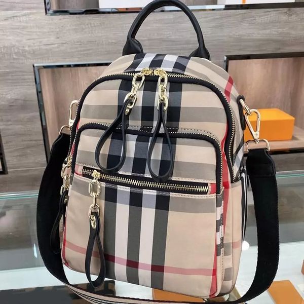 

women backpack shoulder bags handbag purse fashion classic stripe canvas schoolbag zipper backpacks patchwork color satchel tartan lady bag2, Black;red