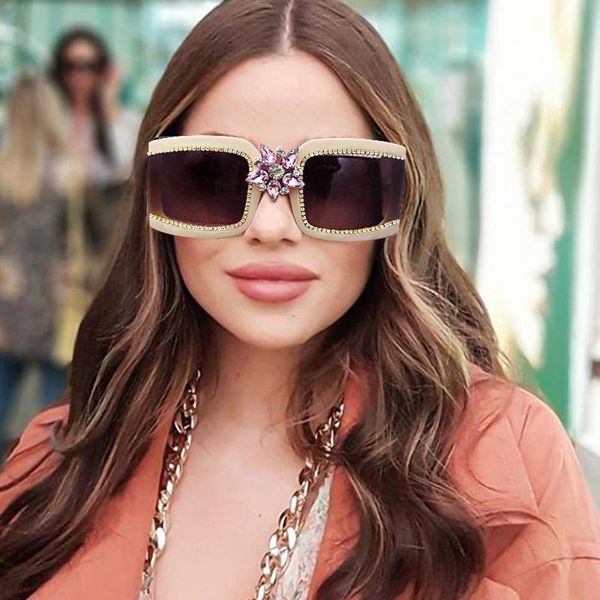 

woman glasses Vintage diamond sunglasses rhinestone sunglasses 2021 fashion woman one piece square glasses, White;black