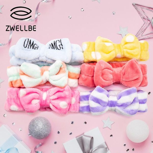 

false eyelashes elastic hair bands flannel cosmetic headbands soft bowknot band hairlace for washing face shower spa makeup tools