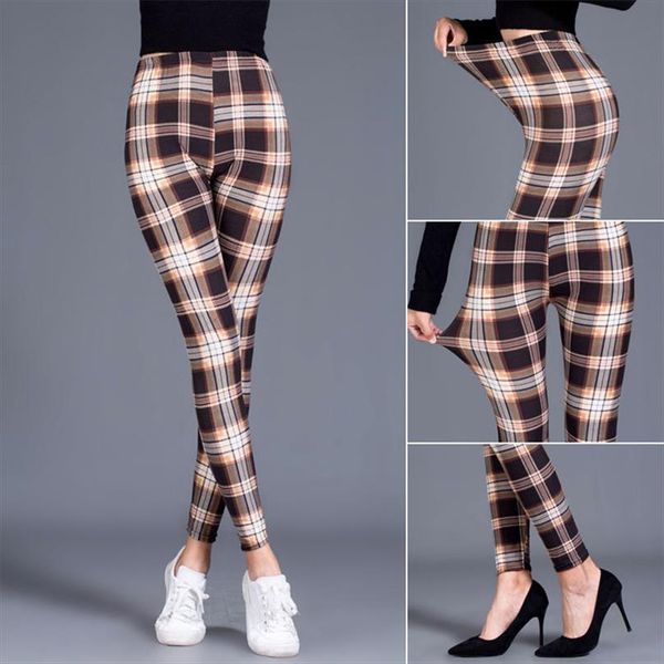 

push up leggings women leggings fashion plaid printing legging fitness leggins trouser high waist pants, Black