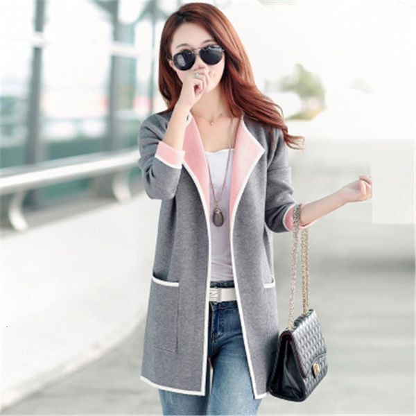 

new autumn winter long sweaters women patchwork full sleeve solid knitted cardigan sweaters female plus size cardigan outwear ff1063, White;black