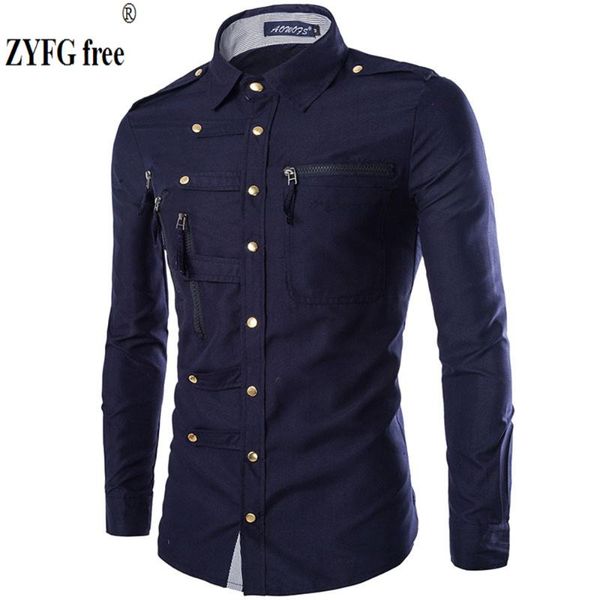 

zyfg men shirts long sleeve shirt turn-down collar shirt simple casual zipper decorative male, White;black