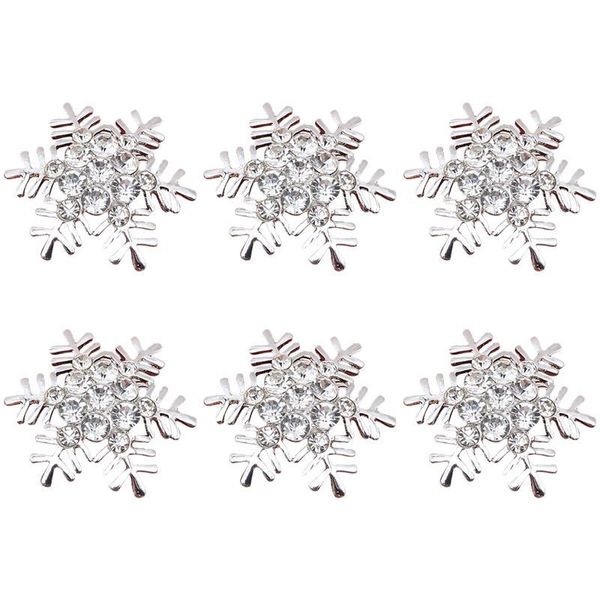 

1 set/6pcs snowflake shape napkin clasps christmas rhinestone napkin rings for home xmas table kitchen