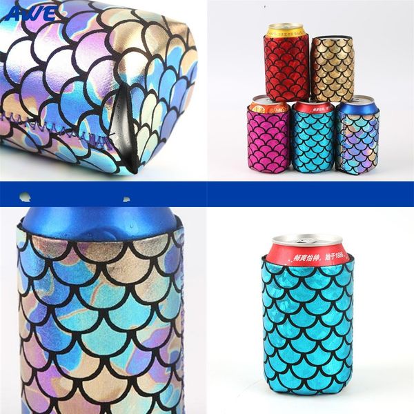 

neoprene mermaid cooler cover scale holder sleeve cola sprite drinks cup sleeves fashion popular with various styles 6aw j1