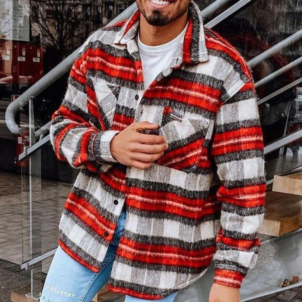 

europe america jacket spring the new fashion loose popular red plaid single-breasted lapel long sleeve men's jacket, Black;brown