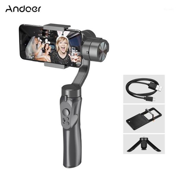 

andoer 3-axis handheld gimbal smartphone stabilizer with mini tripod stand sports camera adapter plate for smartphone for1