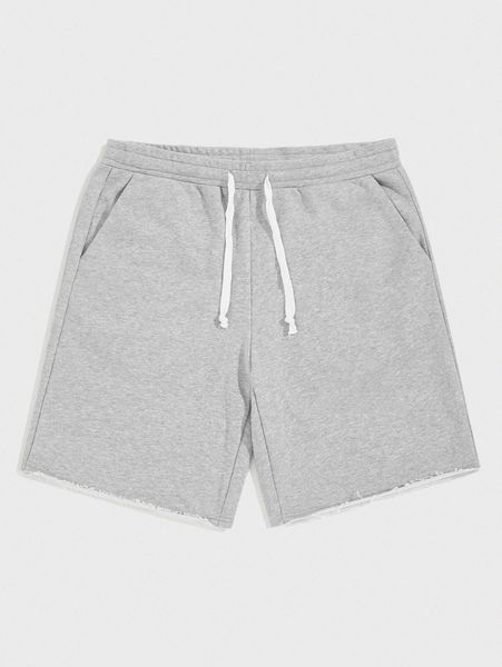 

men heathered gray drawstring athletic shorts 11vq#, Black