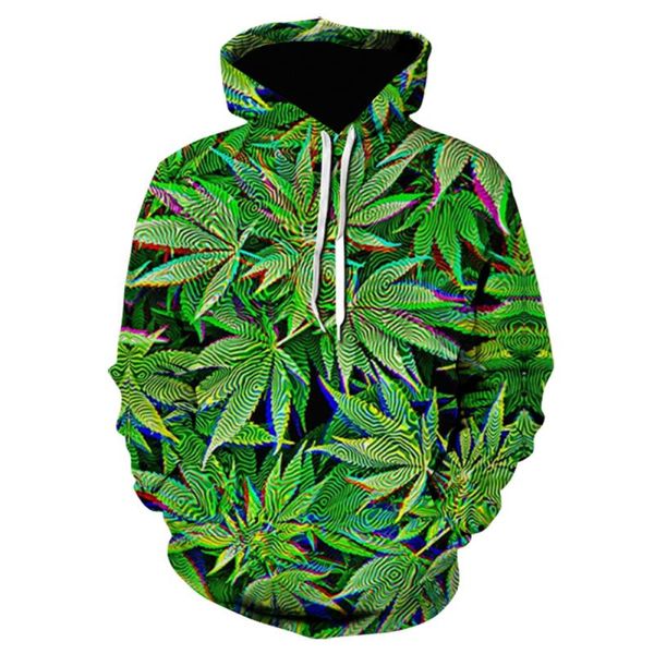 

coat fashionable harajuku winter leaves print weeds jerseys oversized autumn 3d hoodies mens clothing jacket green foewl, Black;white