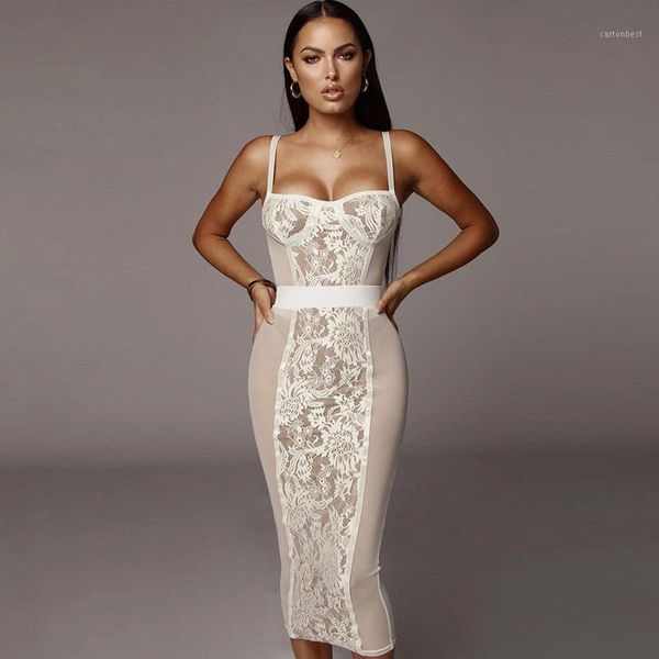 

casual dresses see through lace dress women bodycon sleeveless summer elegant party night club backless vestido 2021 plus size1, Black;gray