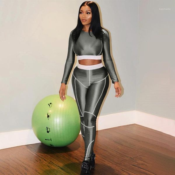 

yoga outfits women set 2 piece crop and leggings sports gym clothes fitness tracksuit workout femme1, White;red