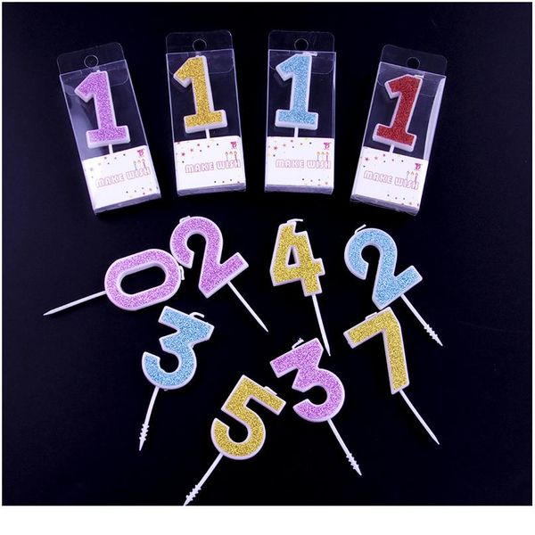 

1 pcs shinning multi color mini digital 0-9 digital birthday candles smoke-cake candle decoration cute kids party jllomd