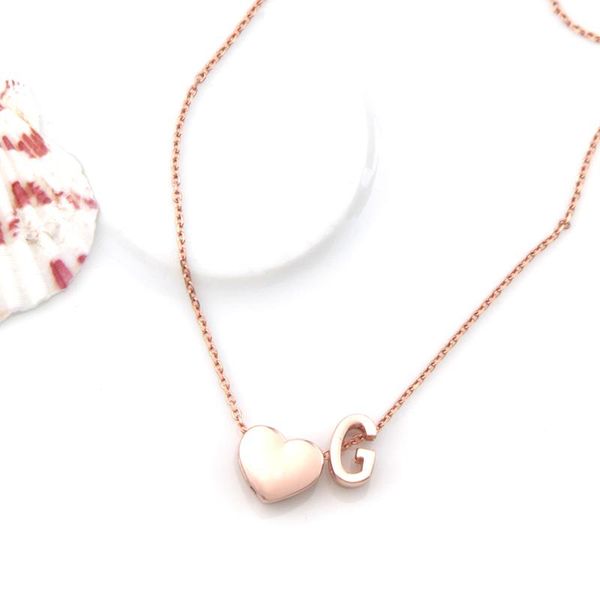 

pendant necklaces vinnie design jewelry rose gold letter necklace with heart charm, Silver