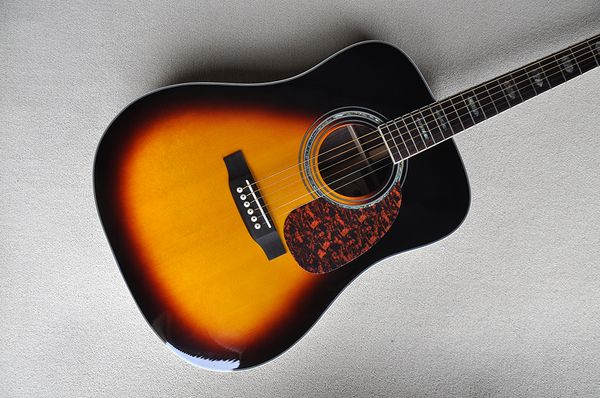

factory custom tobacco sunburst 41 inch acoustic guitar with 6 strings,solid,ablaone fret inlay,can be customized