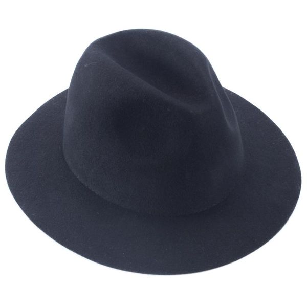 

wide brim hats lawliet womens fedora blocked untrimmed wool tribal western style felt hat base t401, Blue;gray