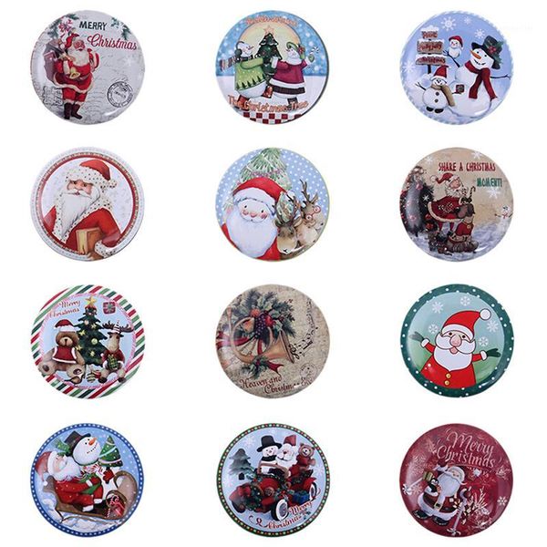 

christmas decorations 1pc merry random iron case metal storage box round shape container tin gift 7*5cm1
