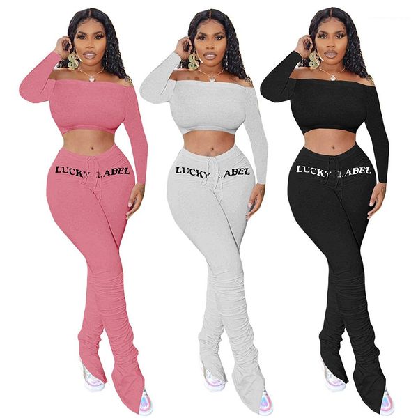 

mid waist letter print slim flare pants fashion casual women pants designer womens stacked pants solid color, Black;white