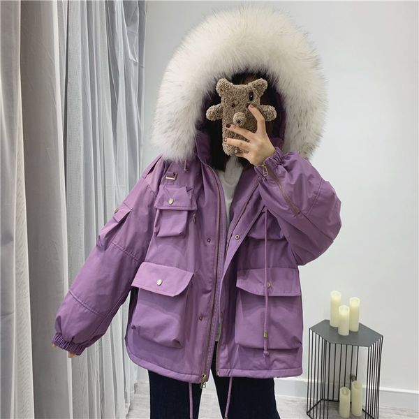 

winter fashion versatile long sleeve solid color elegant short style show thin temperament thickened down cotton padded jacket women, Black