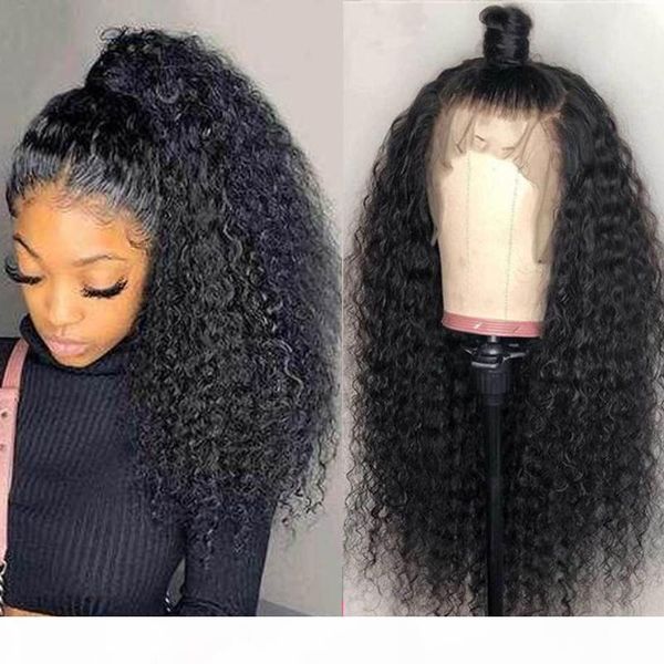 

wigmy malaysian kinky curly lace closure wigs human hair for black women pre plucked with baby hair deep curly wig, Black;brown