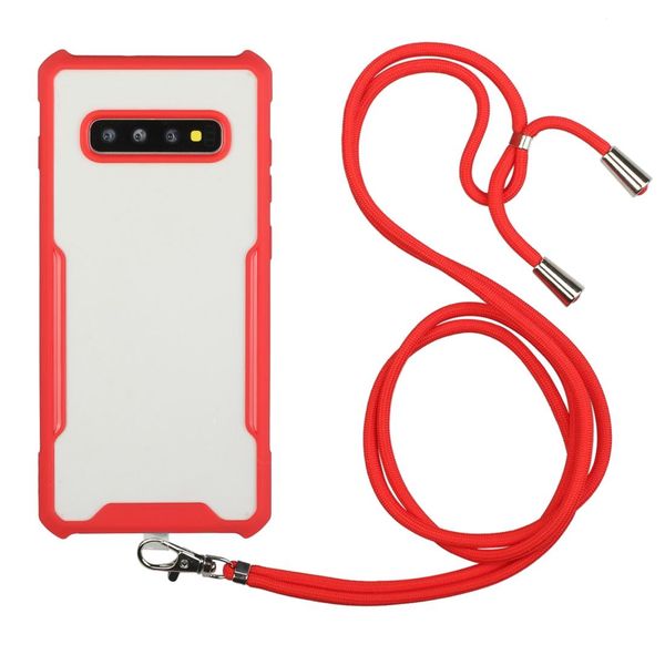 

for samsung galaxy s10 acrylic color tpu shockproof case with neck lanyard