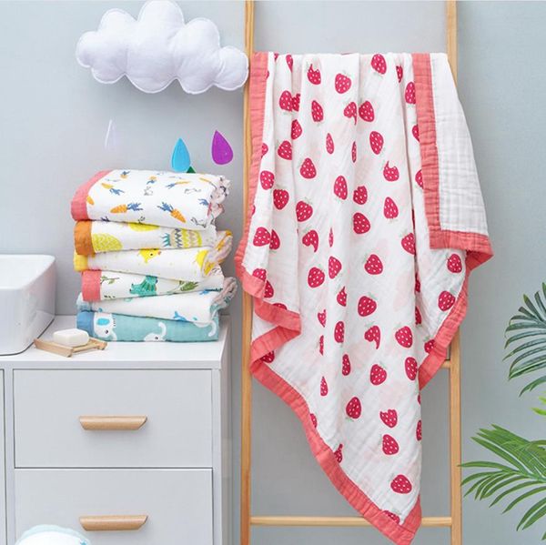 Baby Badetuch 6 Schichten Säugling Windeln Decke Gaze Baumwolle Neugeborenen Wickeltuch Kinderwagen Abdeckung Decken 24 Designs DW6237