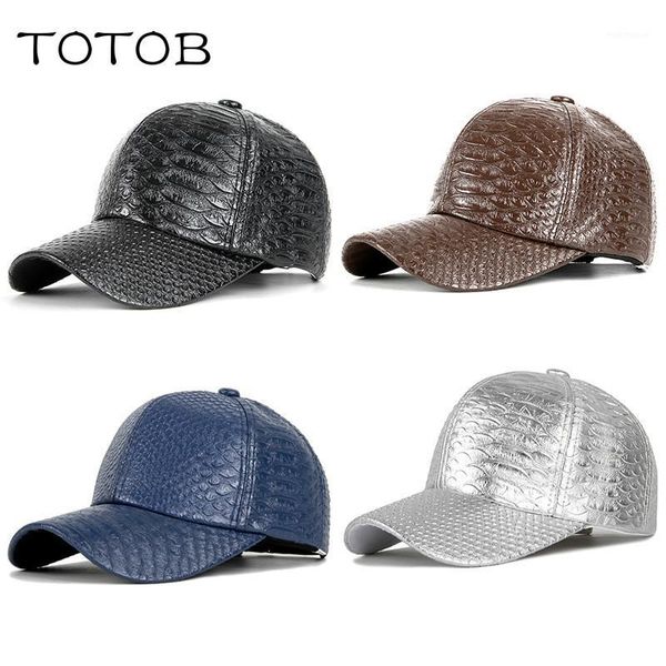 

ball caps 2021 spring and autumn leather baseball cap crocodile pattern pu hat men's outdoor1, Blue;gray