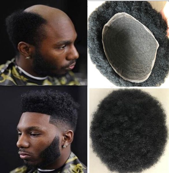 Afro Hairpieces Toupee para Jogadores de Basquete e Fãs de Basquete Brasileiro Virgem Humano Cabelo Afro Kinky Curl Homens Wig Grátis Shippinng