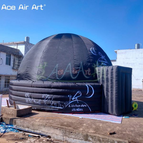 Cúpula de planetário inflável preta de 6 m de diâmetro, museu e academia de descoberta científica, educação com sistema de porta com zíper com desconto