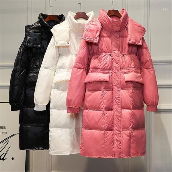 

winter new arrival long down jacket women loose clothing outerwear quality thick medium length ladie down parkas coat1, Black