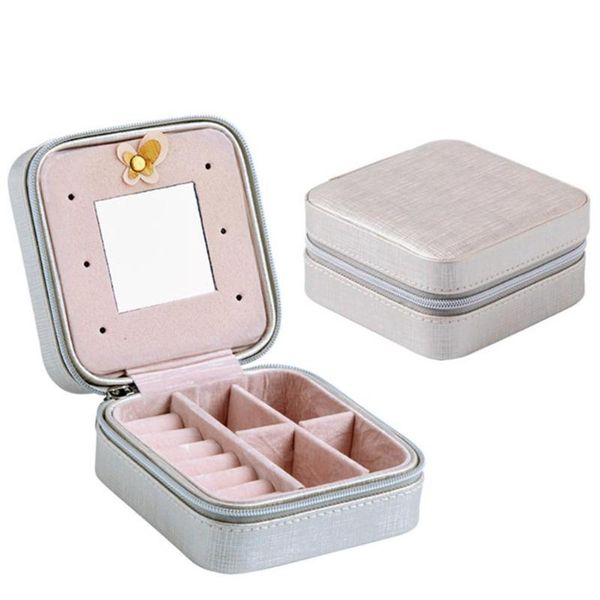 

2021 universal jewelry organizer display travel jewelry case boxes portable box button leather storage zipper jewelers#e