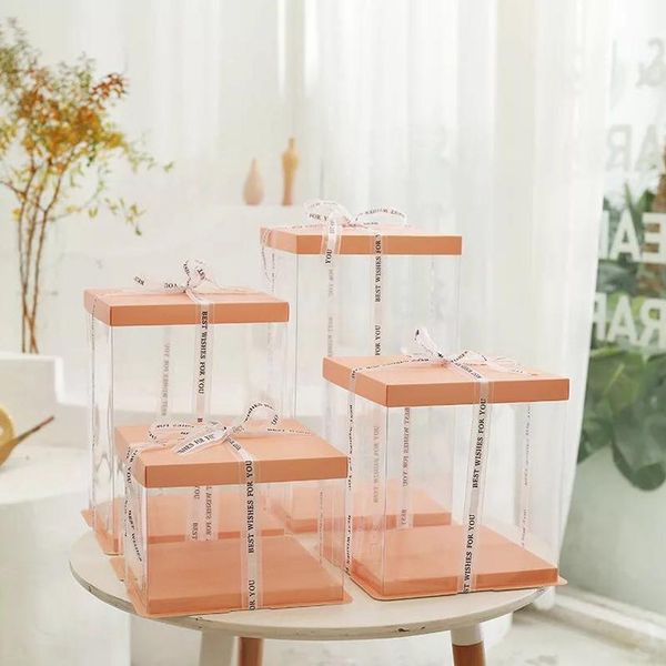 

wholesale transparent cake boxs plastic cake packaging box organizer flower gift box and packaging boxes diy wedding gift box f bbygcz