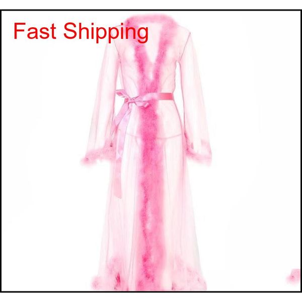 

womens long sleeve bathrobe feather robe bath nightdress bath gown fashion qyldko five2010