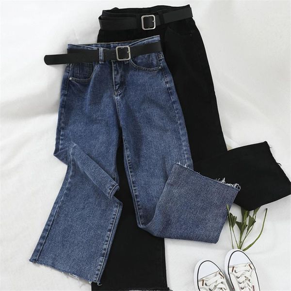 

gowyimmes spring fashion women staight jeans high waist ankle length jeans big size vintage mom denim pants trousers pd2651, Blue