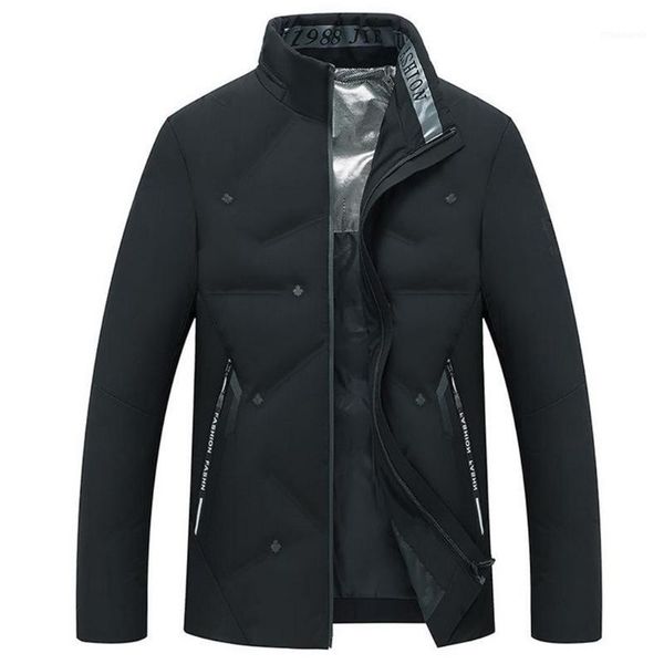 

kancoold men parka cotton padded winter jacket coat mens warm jacket solid color stand collar zipper thick coat men down parka 91, Black