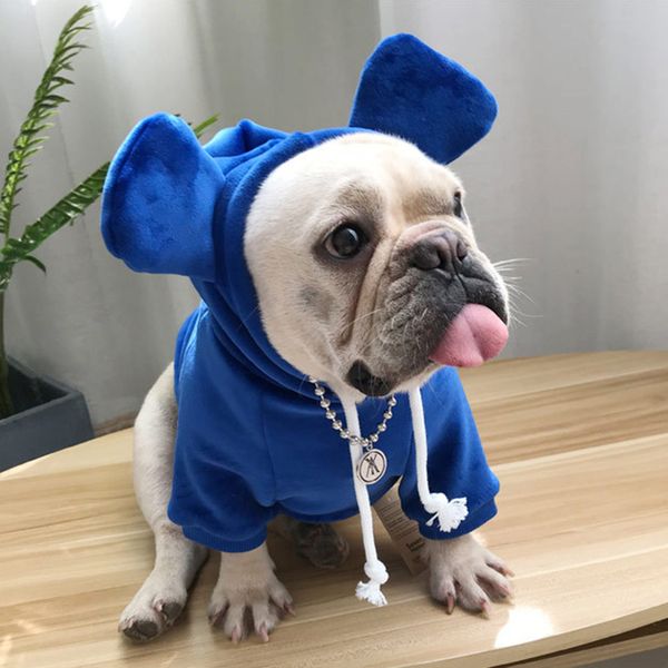 

fashion color hoodies outdoor solid teddy bulldog pet schnauzer cute dog dog small warm cat sweatshirts apparel moeks, Black