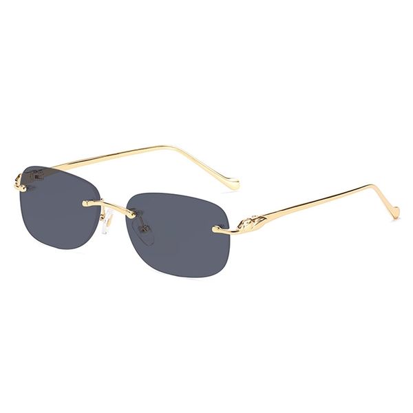 

79% off leopard head family frameless small square men's metal sunglasses women's optical myopia flat glasses, White;black